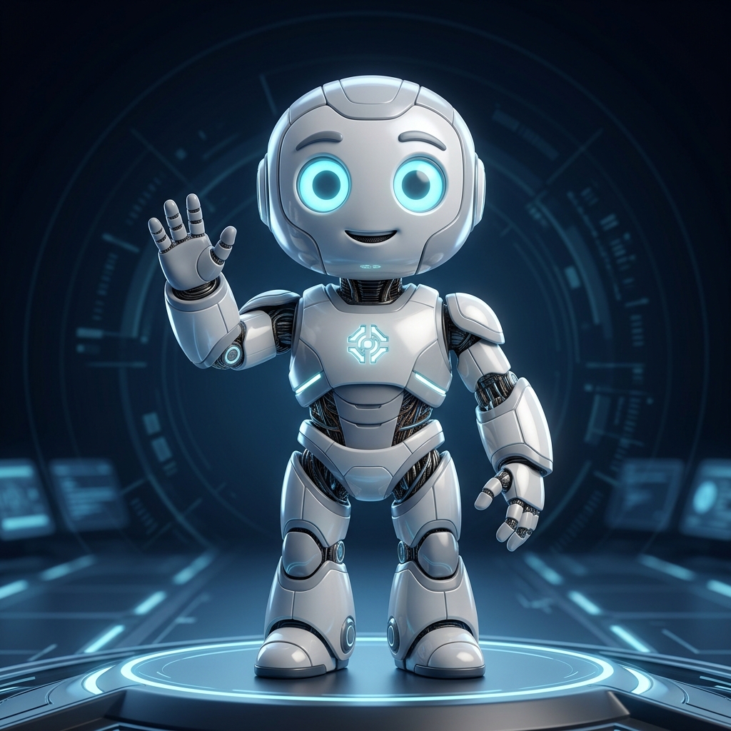 3D Waving AI Robot Mascot